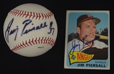 Jimmy Piersall Autographed Baseball & Card Display