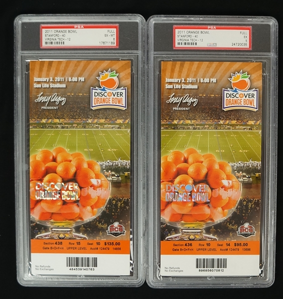 Lot Detail Orange Bowl Game Lot of 2 Full PSA Graded Tickets