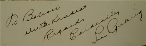 Lou Gehrig Rare c. 1938 Autographed Rawhide Photo 