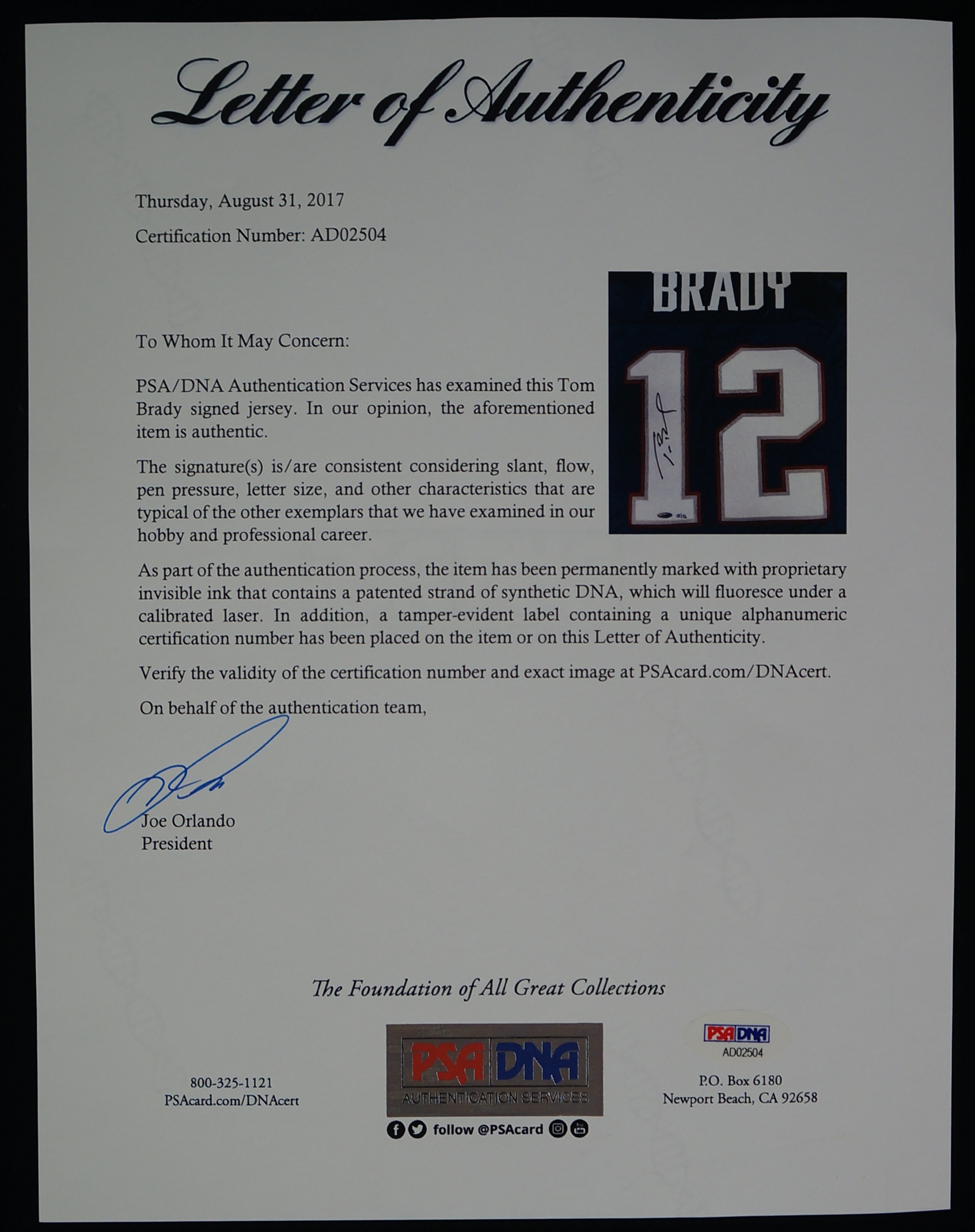 brady autographed jersey