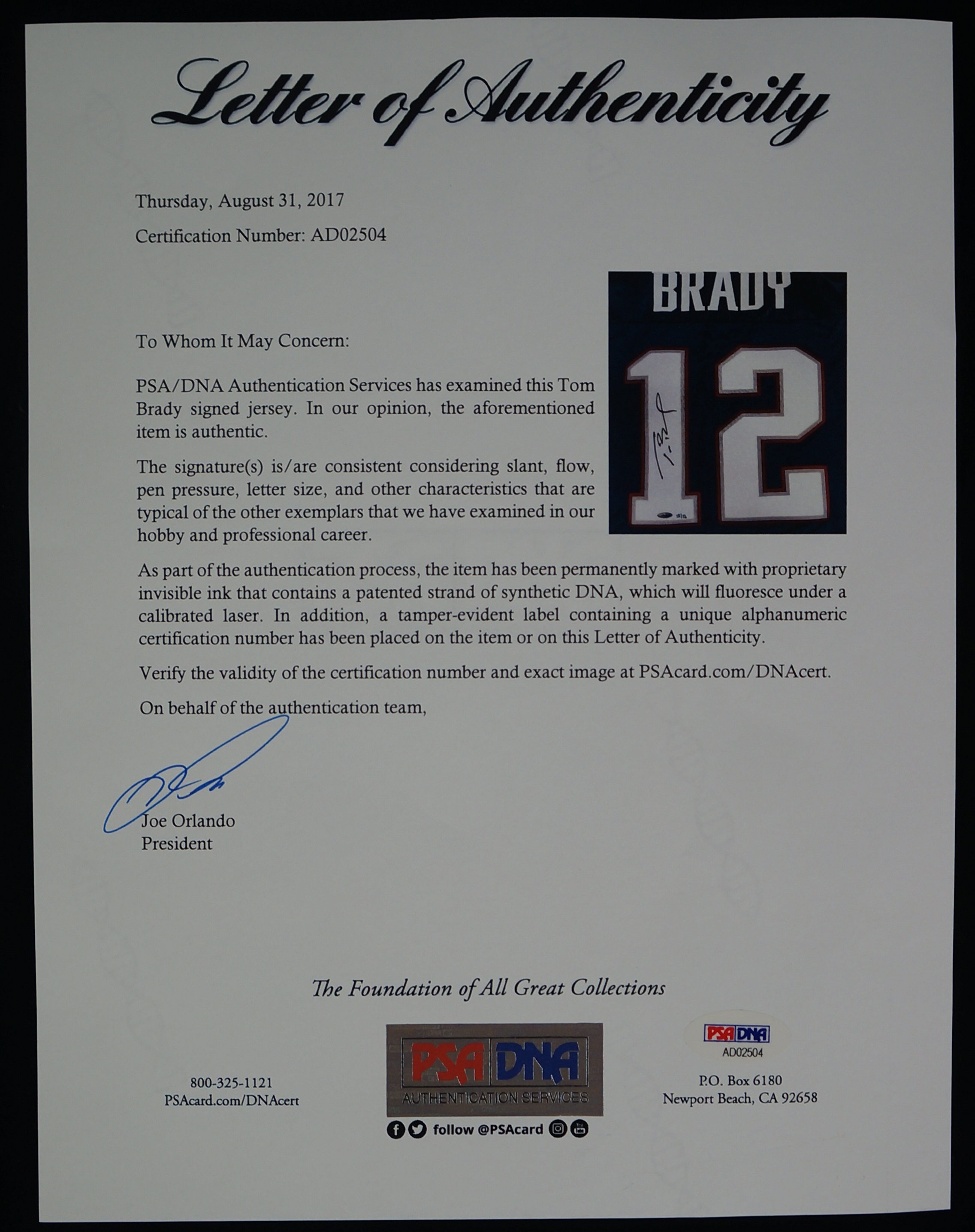 tom brady authentic autographed jersey