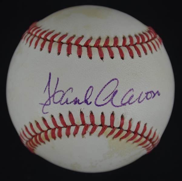 Hank Aaron Autographed Baseball