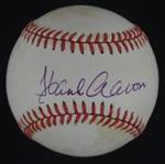 Hank Aaron Autographed Baseball