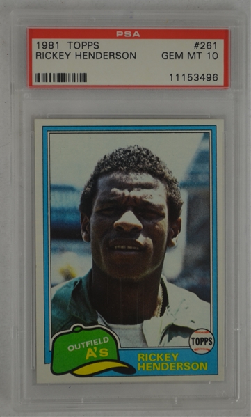 Rickey Henderson 1981 Topps Card #261 PSA 10 Gem Mint
