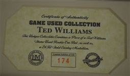 Ted Williams Game Used Bat Display by Highland Mint