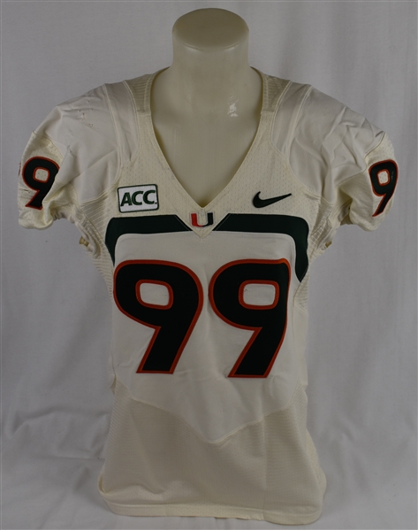 Miami Hurricanes Game Used Game Used Road White Jersey