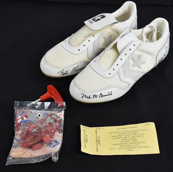 Vintage Converse Cleats Signed by Monte Irvin Orlando Cepeda & Bobby Thomson