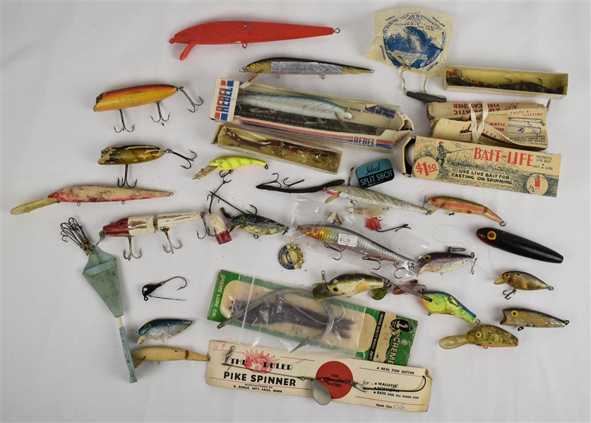 Collection of Vintage Fishing Lures & Books
