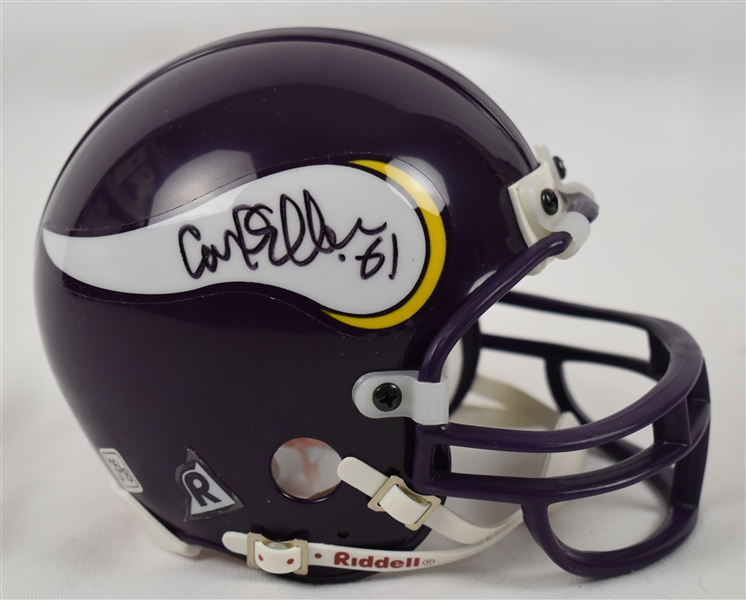 Carl Eller & Chuck Foreman Autographed Mini Helmet