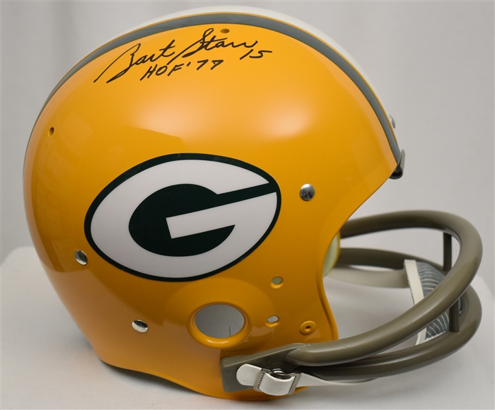 Bart Starr Autographed & Inscribed Full Size Authentic Green Bay Packers TK Suspension Helmet 