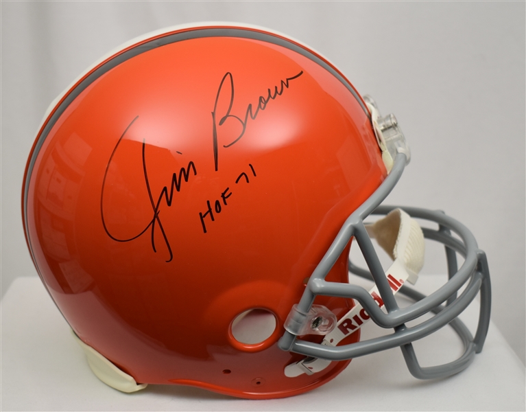 Jim Brown Autographed & Inscribed Full Size Authentic Cleveland Browns Helmet