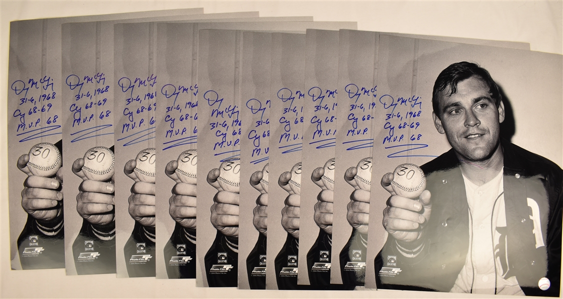 Denny McLain Lot of 10 Autographed & Inscribed 16x20 Photos