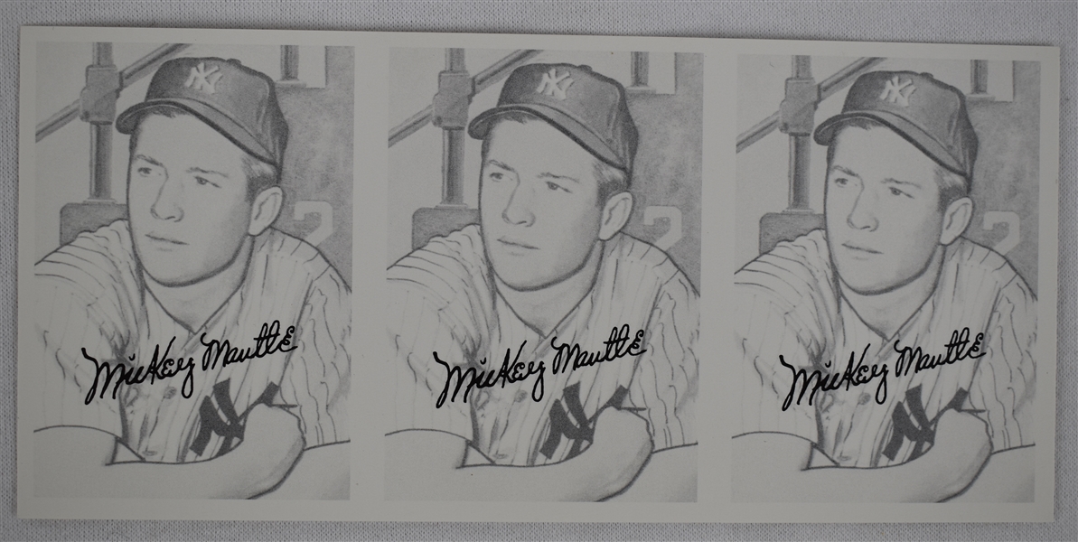 Topps 1952 Mickey Mantle Proof Strip of 3 Cards w/Topps Vault COA