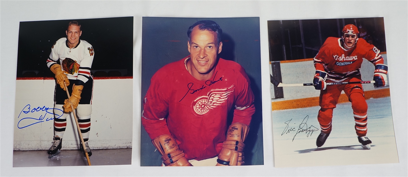 Gordie Howe Bobby Hull & Eric Lindros Autographed 8x10 Photos 