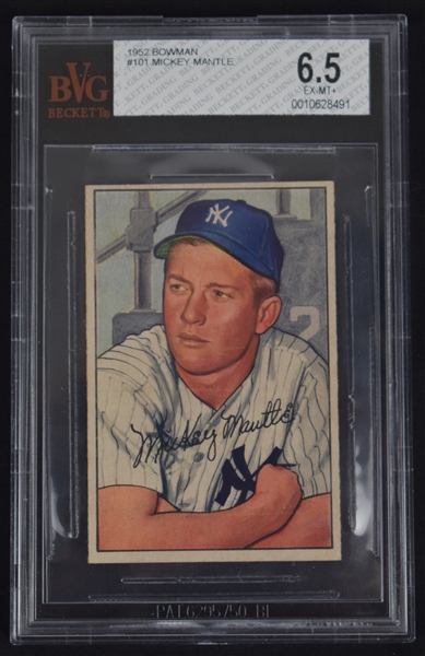 Mickey Mantle 1952 Bowman Card #101 BVG 6.5 EX-MT+