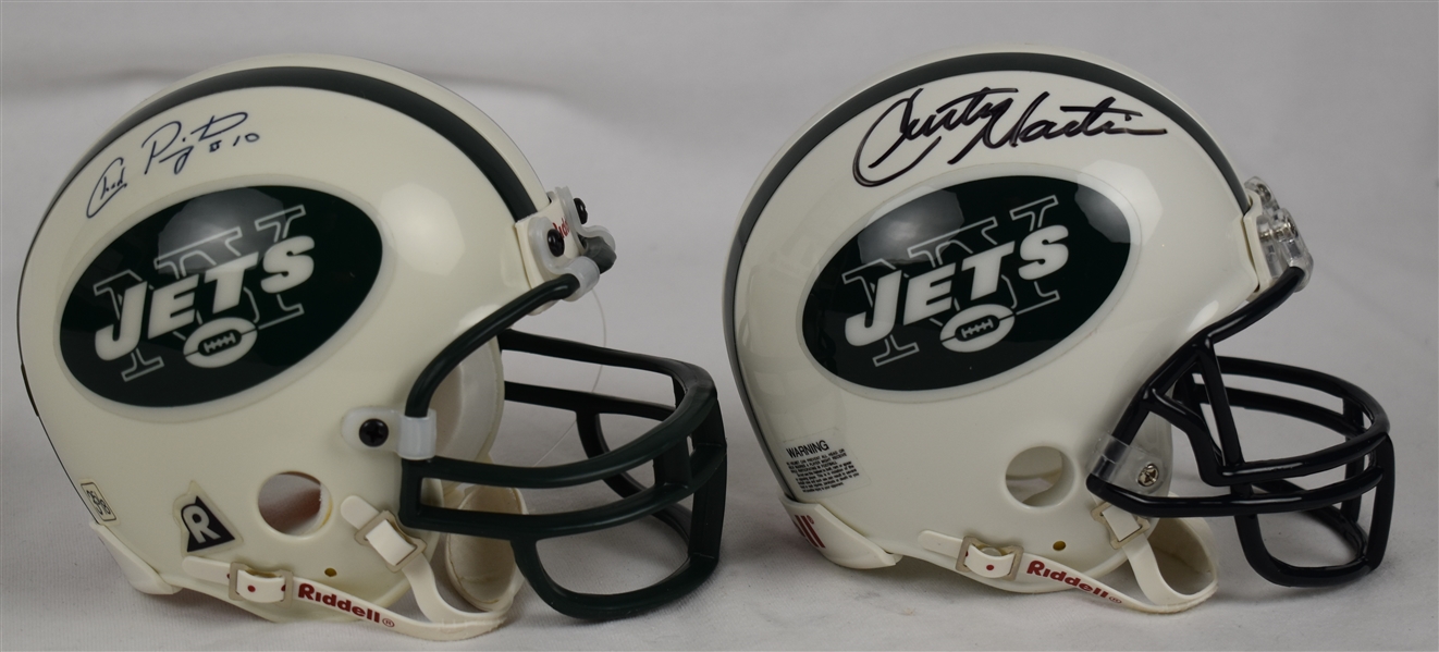 Curtis Martin & Chad Pennington Autographed NY Jets Mini Helmets