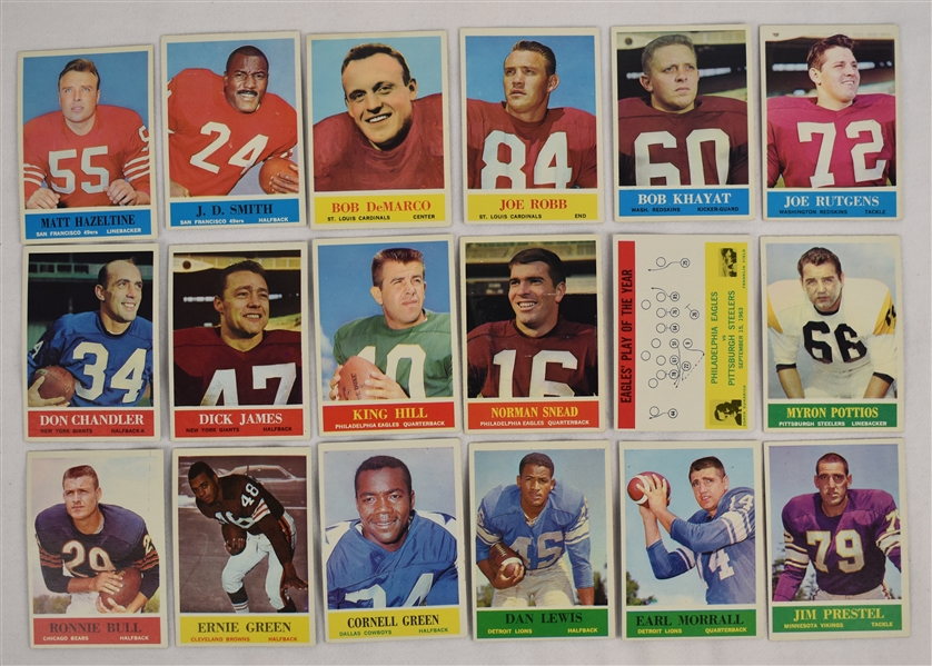 Collection of 18 Philadelphia 1964 Football Cards 