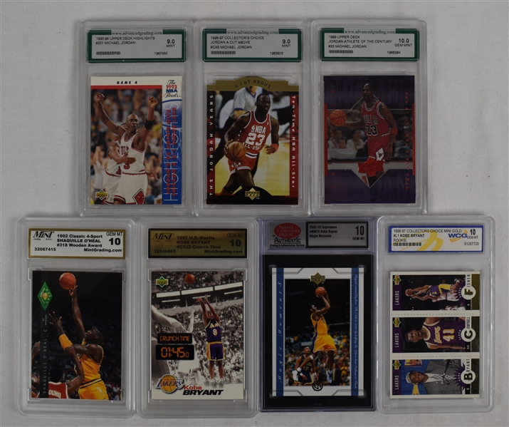 Collection of 7 Graded Basketball Cards w/Michael Jordan