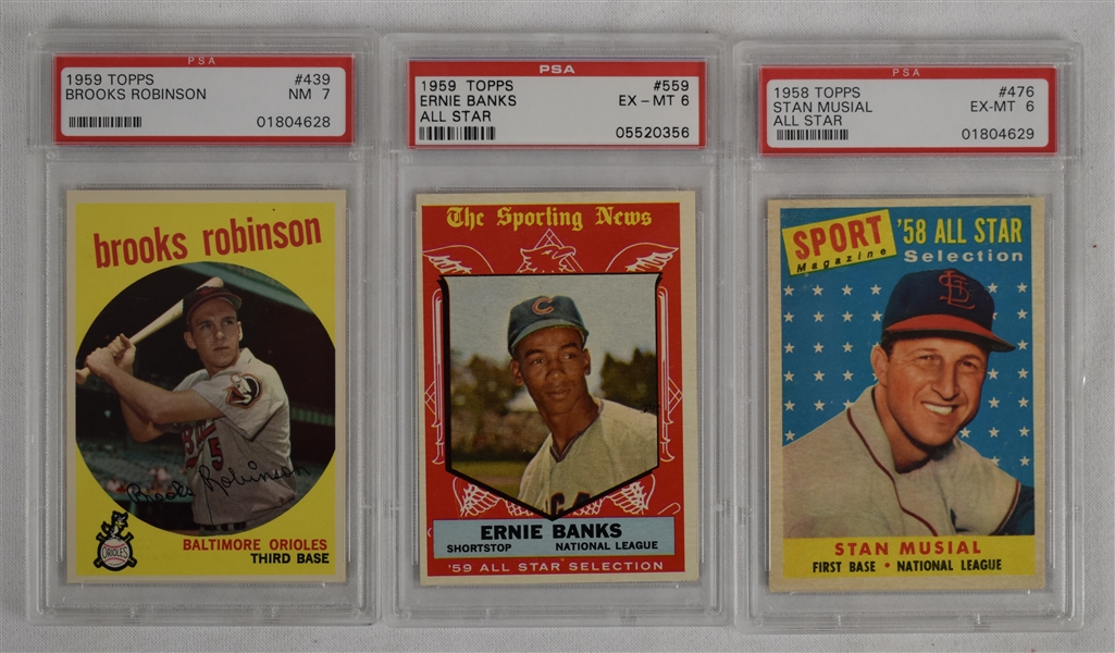 Vintage 1958 & 1959 Lot of 3 PSA Graded Baseball Cards
