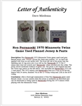Ron Perranoski 1970 Minnesota Twins Game Used Flannel Jersey & Pants w/Dave Miedema LOA