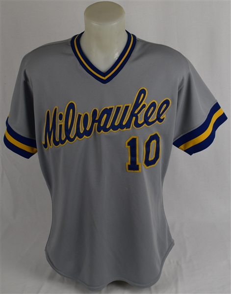 Duffy Dyer 1989 Milwaukee Brewers Game Used Jersey w/Dave Miedema LOA