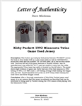 Kirby Puckett 1992 Minnesota Twins Game Used Jersey w/Dave Miedema LOA