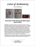 Pete Rose 1978 Cincinnati Reds Game Used & Autographed Jersey w/Dave Miedema LOA & Beckett