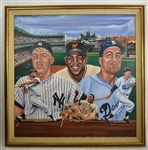Mickey Mantle Willie Mays & Duke Snider 1986 Original Oil Painting Mickey Willie & The Duke by Robert Stephen Simon