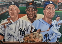 Mickey Mantle Willie Mays & Duke Snider 1986 Original Oil Painting Mickey Willie & The Duke by Robert Stephen Simon