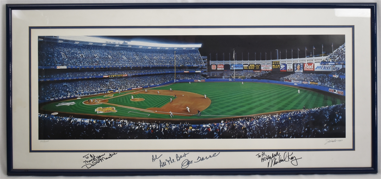 Joe Torre Michael Kay & David Mantle Autographed & Framed 1996 World Series Photo