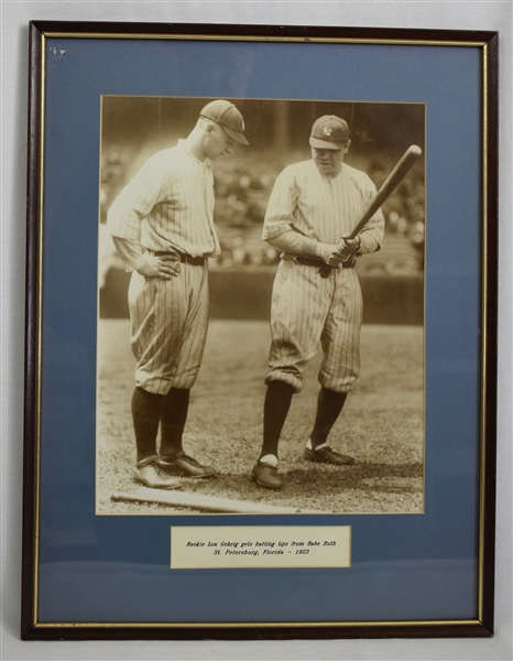 Lou Gehrig 1923 Framed Rookie Photo w/Babe Ruth 