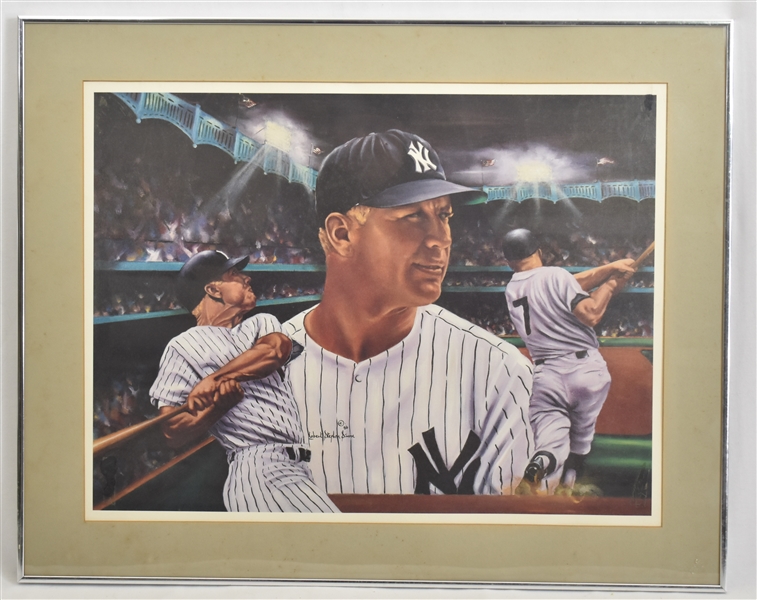 Mickey Mantle Framed “Mickey at Night” Lithograph by Robert Stephen Simon