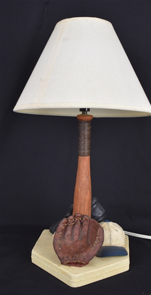 Home Plate Base Lamp with Hat Cleat & Glove on Base 