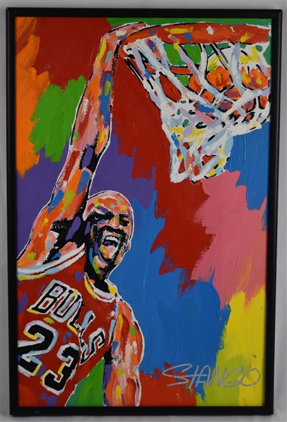Michael Jordan Original Oil Painting 20x29 Framed by John Stango