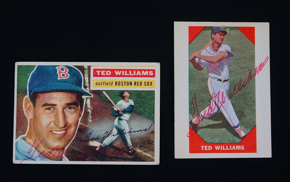 Ted Williams 1956 Topps & 1960 Fleer Autographed Baseball Cards