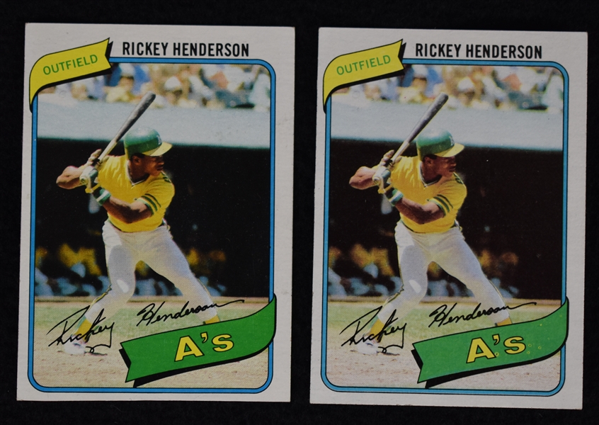 Rickey Henderson Lot of 2 Vintage 1980 Topps Rookie Cards 