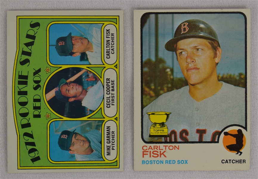 Carlton Fisk 1972 Topps Rookie & 1973 Topps Cards