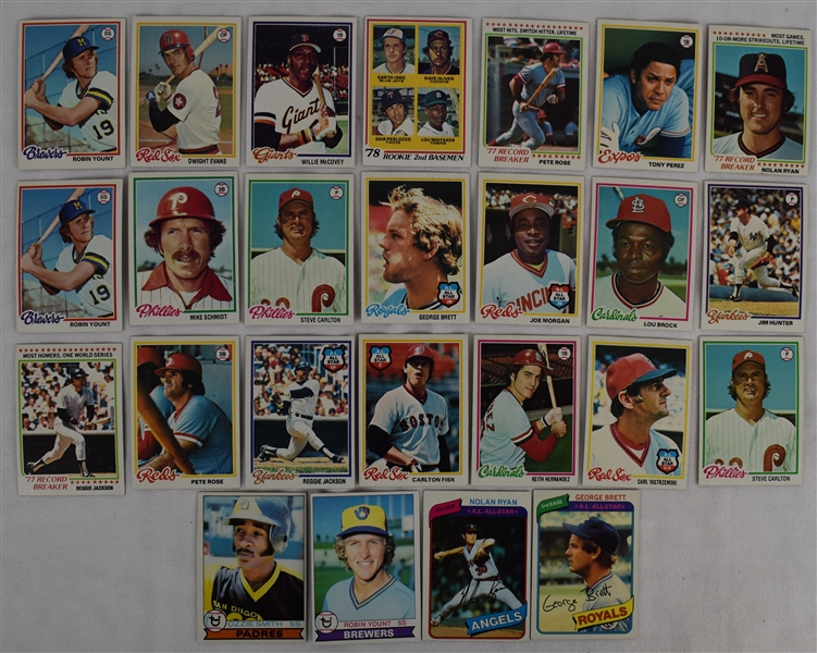 Collection of 25 Vintage 1978-80 Topps Cards w/Ozzie Smith Rookie