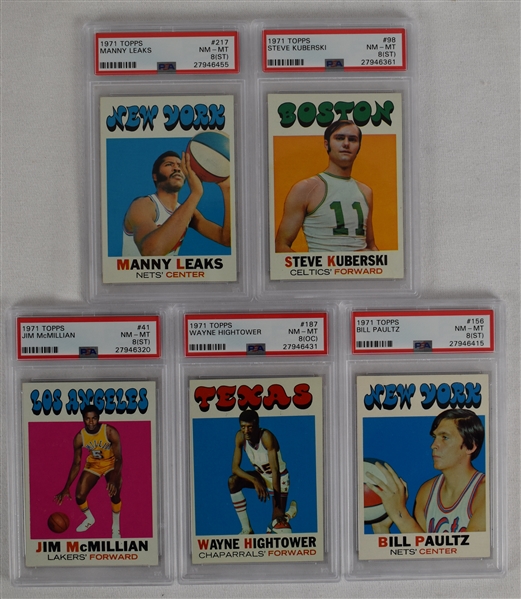 Collection of 5 Vintage 1971 Topps Basketball Cards PSA 8 NM-MT