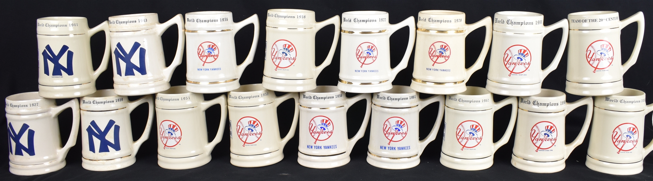 Collection of New York Yankee World Series Championship Ceramic Mugs