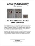 Jim Rice Boston Red Sox 1989 Game Used Jersey w/Dave Miedema LOA