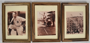 Babe Ruth Lou Gehrig & Yankee Stadium Series of 3 Framed 5 x 7 Photos