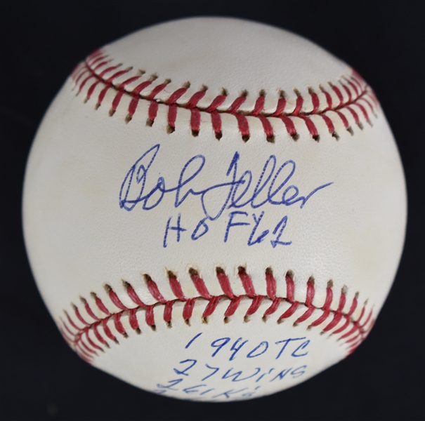 Bob Feller Autographed & Inscribed Baseball 