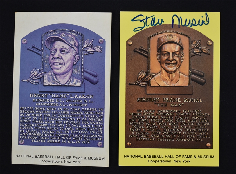 Stan Musial Autographed Hall of Fame Plaque Postcard