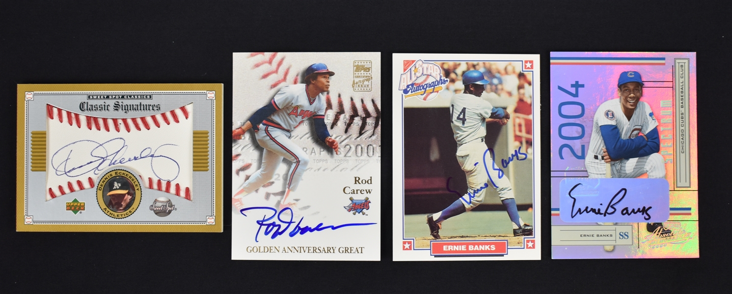 Collection of 4 Autographed Cards w/Ernie Banks