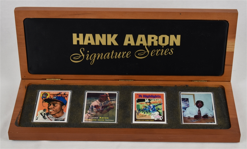 Hank Aaron Signature Series Set w/3 Autographed & Inscribed Cards