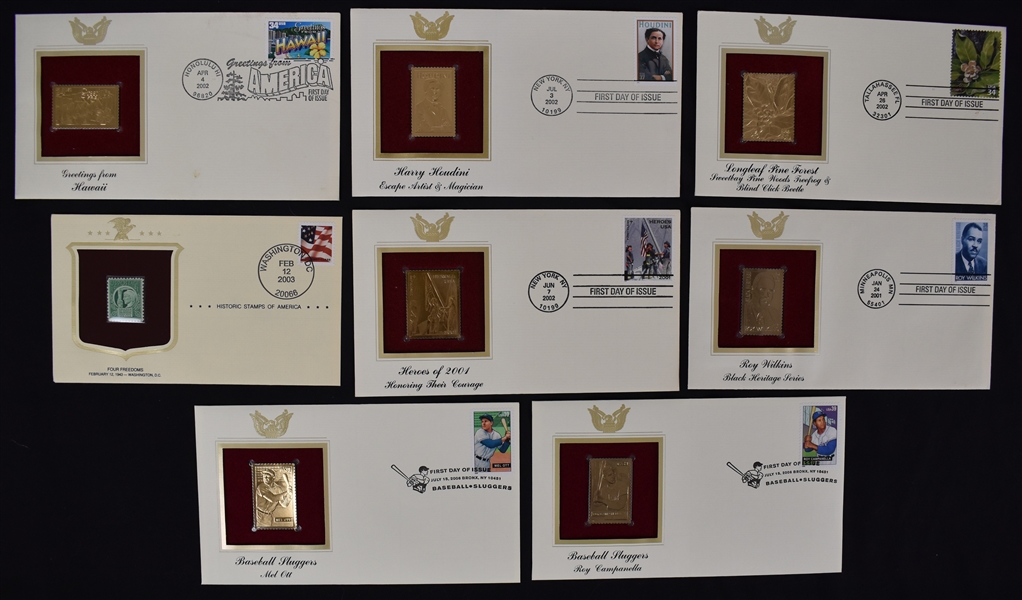 Collection of 8 Unsigned First Day Covers w/Mel Ott & Roy Campanella
