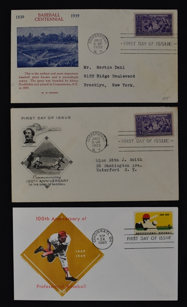 Vintage 1939 Centennial 100 Year Anniversary of Baseball First Day Covers