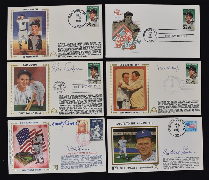 New York Yankees Collection of 4 Autographed First Day Covers 