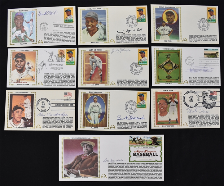 Negro League Collection of 9 Autographed First Day Covers 